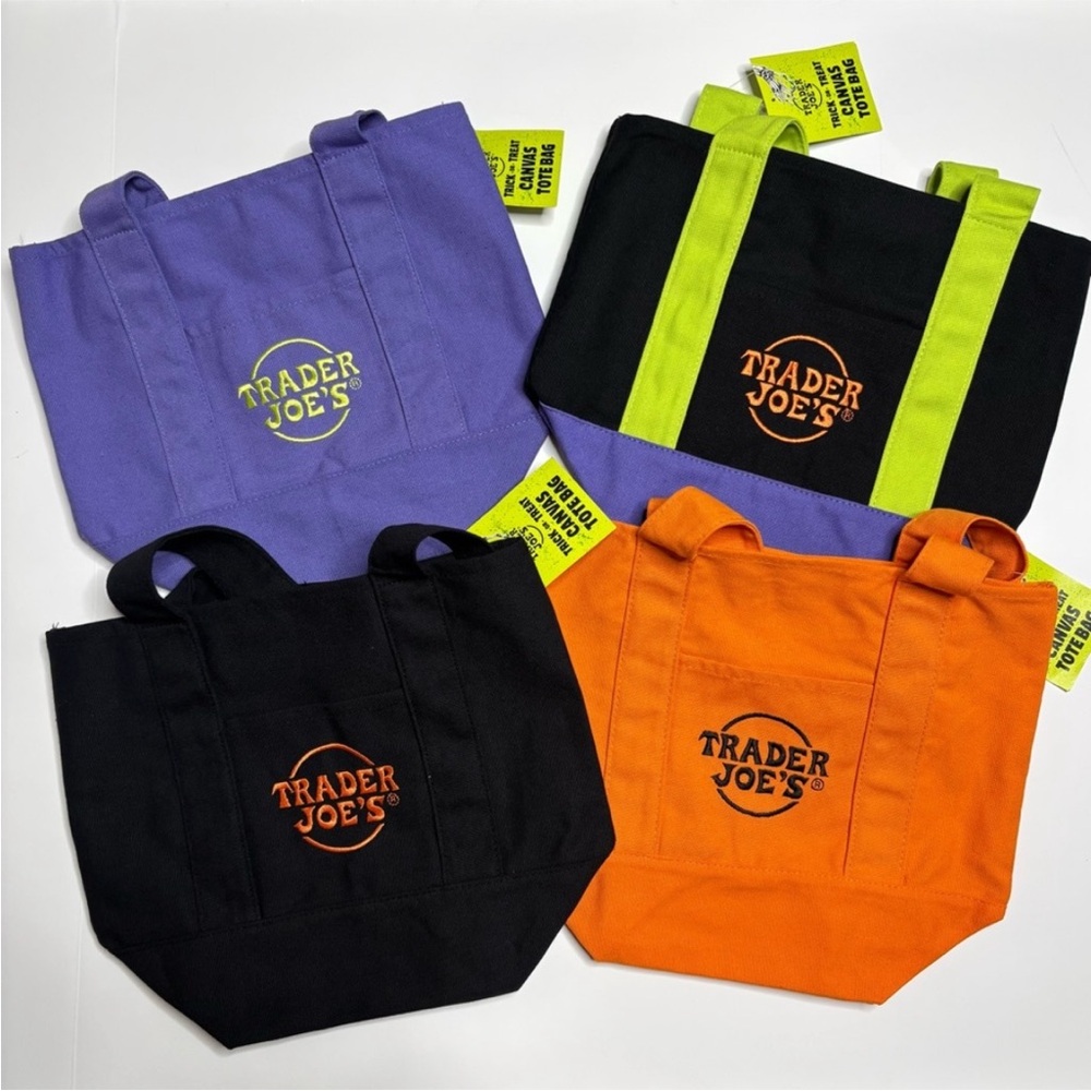 Trader Joe's Mini Trick or Treat Canvas Tote Bags Set